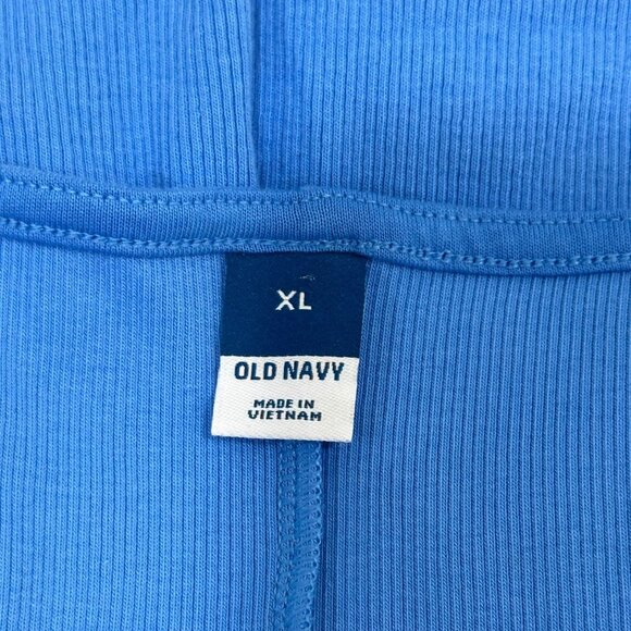 Old Navy Womens Blue Short Sleeve Fitted Midi Dress SZ XL Stretchy Comfort - Picture 2 of 13